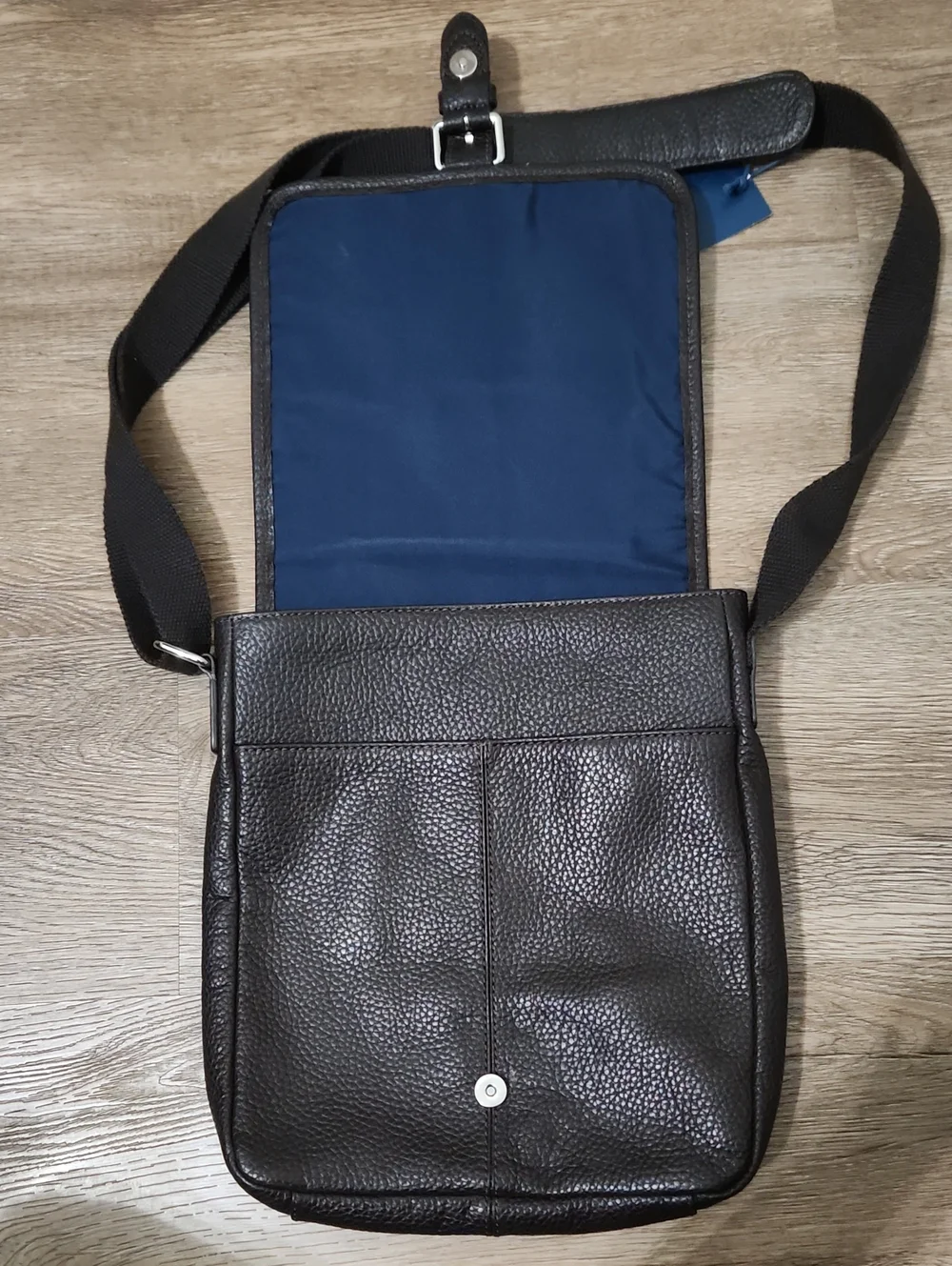 NWT! Cole Haan Wayland Reporter Messenger Bag - Pebbled Leather Dark Brown